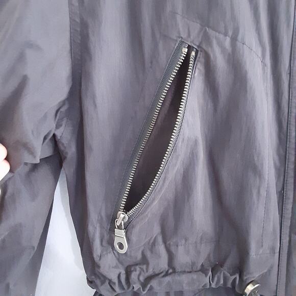 London Fog Black Sueded Utility Jacket Funnel Neck Windbreaker Raincoat Womens M - Picture 5 of 13